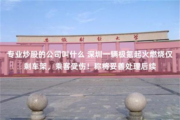 专业炒股的公司叫什么 深圳一辆极氪起火燃烧仅剩车架，乘客受伤！称将妥善处理后续