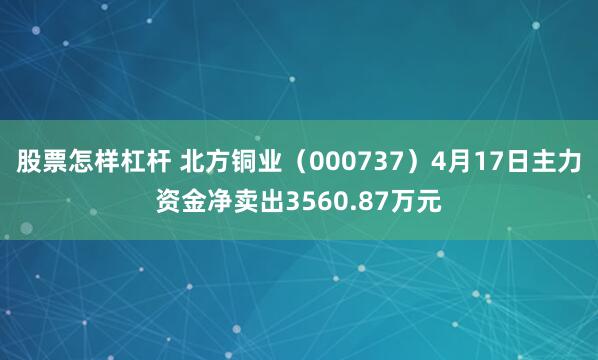 股票怎样杠杆 北方铜业（000737）4月17日主力资金净卖出3560.87万元