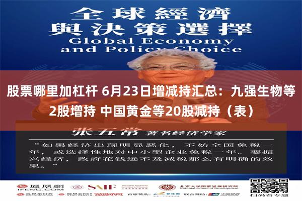股票哪里加杠杆 6月23日增减持汇总：九强生物等2股增持 中国黄金等20股减持（表）