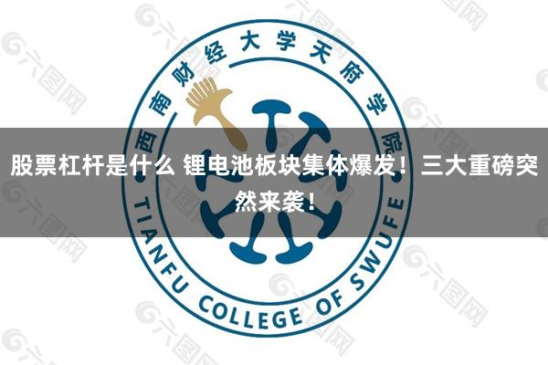 股票杠杆是什么 锂电池板块集体爆发！三大重磅突然来袭！