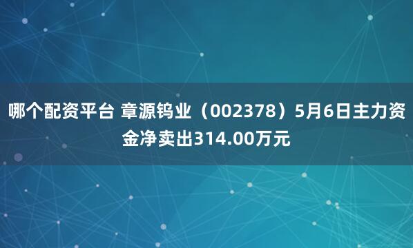 哪个配资平台 章源钨业(002378)5月6日主力资金净卖出314.00万元