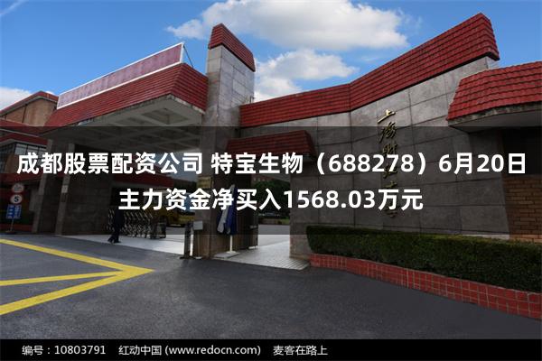 成都股票配资公司 特宝生物（688278）6月20日主力资金净买入1568.03万元