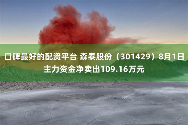 口碑最好的配资平台 森泰股份(301429)8月1日主力资金净卖出109.16万元