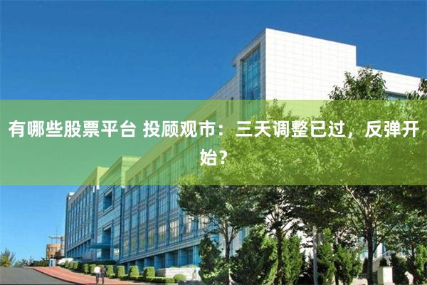 有哪些股票平台 投顾观市：三天调整已过，反弹开始？