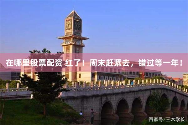 在哪里股票配资 红了！周末赶紧去，错过等一年！