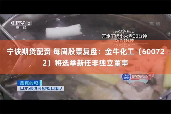 宁波期货配资 每周股票复盘：金牛化工（600722）将选举新任非独立董事