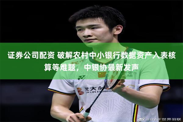 证券公司配资 破解农村中小银行数据资产入表核算等难题，中银协最新发声