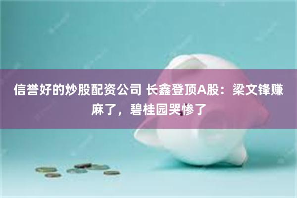 信誉好的炒股配资公司 长鑫登顶A股:梁文锋赚麻了,碧桂园哭惨了